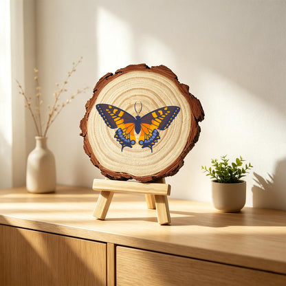 Navy and Orange Swallowtail paint by numbers wood slice – image 24