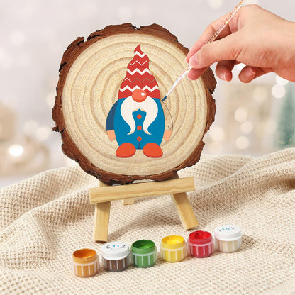 Gnome in a Blue Buttoned Coat paint by numbers wood slice – image 5