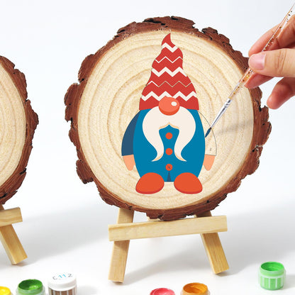 Gnome in a Blue Buttoned Coat paint by numbers wood slice – image 13