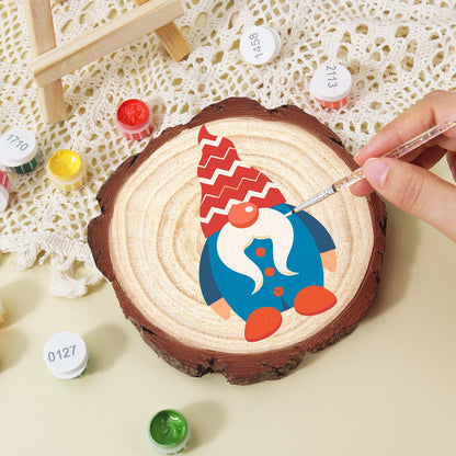 Gnome in a Blue Buttoned Coat paint by numbers wood slice – image 15