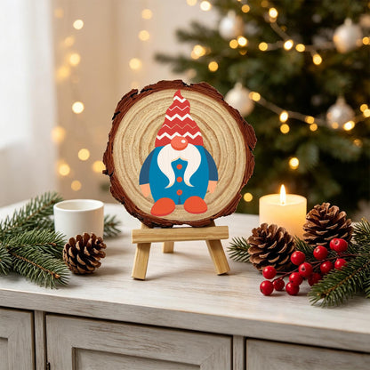 Gnome in a Blue Buttoned Coat paint by numbers wood slice – image 19