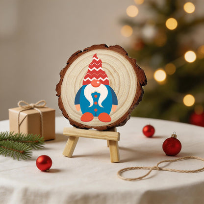 Gnome in a Blue Buttoned Coat paint by numbers wood slice – image 24