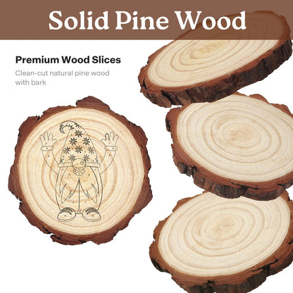 Hands-Up Gnome in a Starry Hat paint by numbers wood slice – image 6