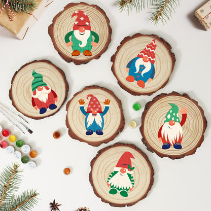 Hands-Up Gnome in a Starry Hat paint by numbers wood slice – image 10