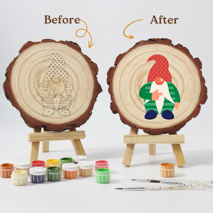 Gnome in a Green Striped Sweater paint by numbers wood slice – image 12