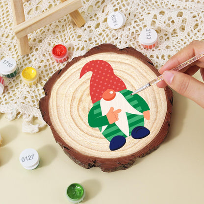 Gnome in a Green Striped Sweater paint by numbers wood slice – image 15