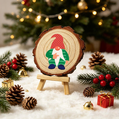 Gnome in a Green Striped Sweater paint by numbers wood slice – image 21