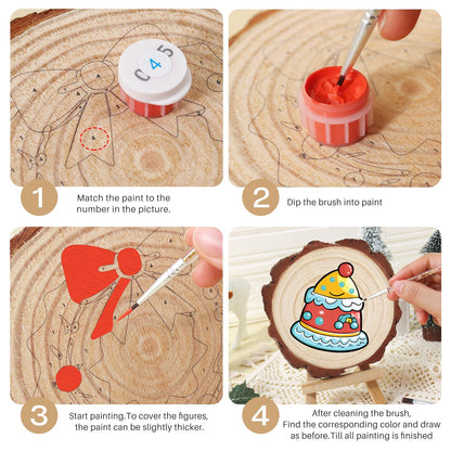 Smiling Party-Hat Cake paint by numbers wood slice – image 17