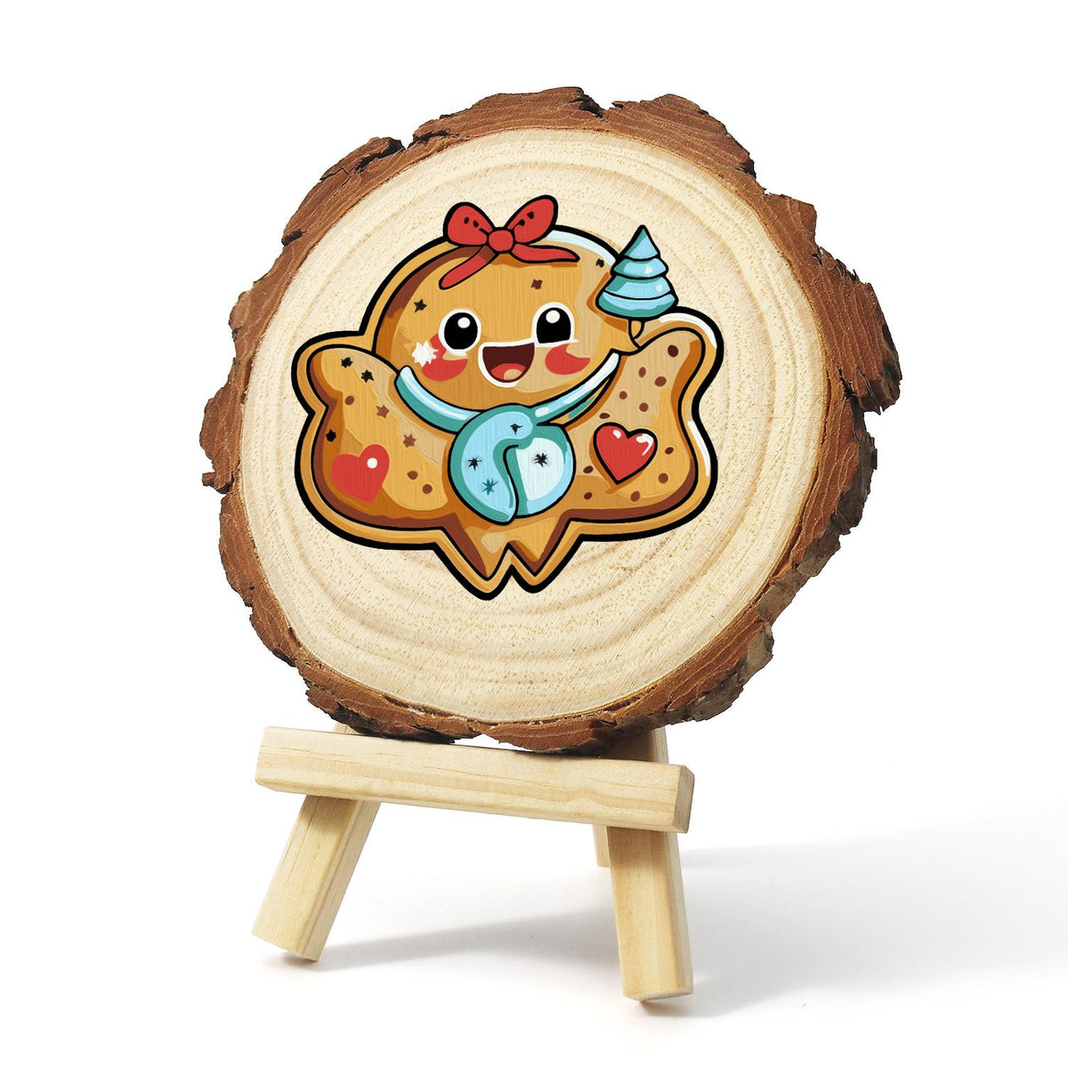 Gingerbread Sweetheart Cookie paint by numbers wood slice – image 3