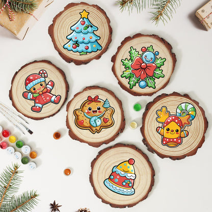 Gingerbread Sweetheart Cookie paint by numbers wood slice – image 10
