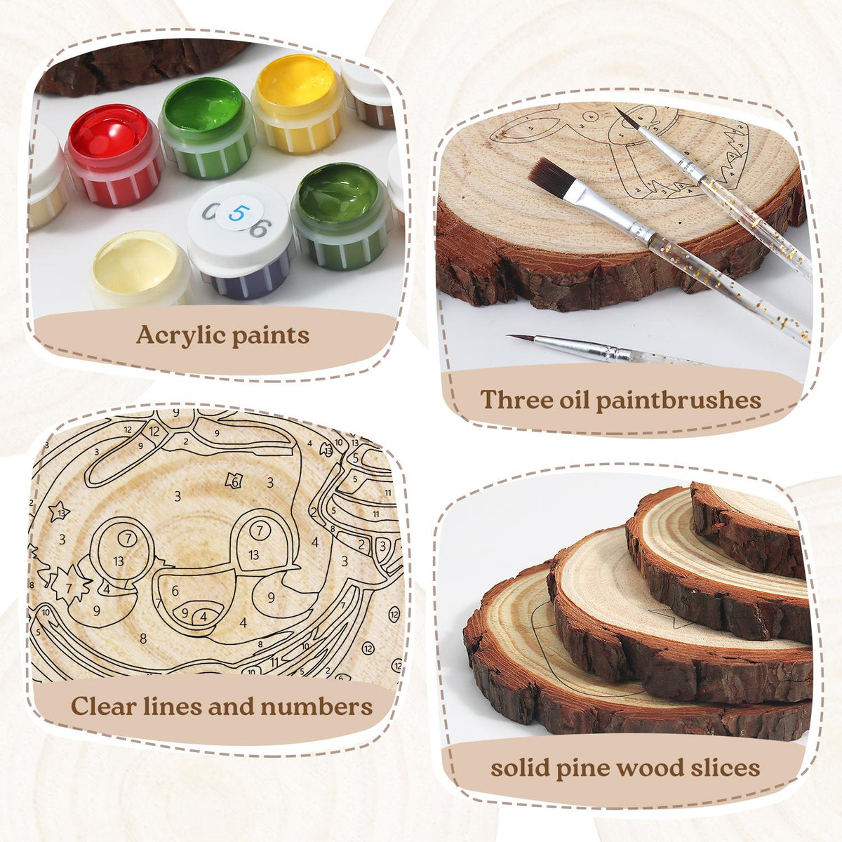 Gingerbread Sweetheart Cookie paint by numbers wood slice – image 18