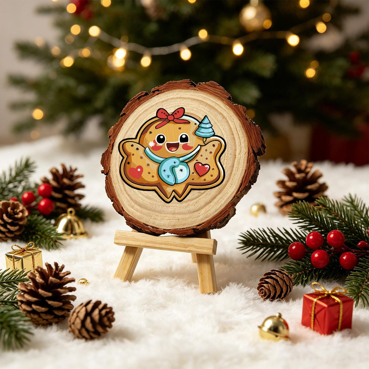 Gingerbread Sweetheart Cookie paint by numbers wood slice – image 21