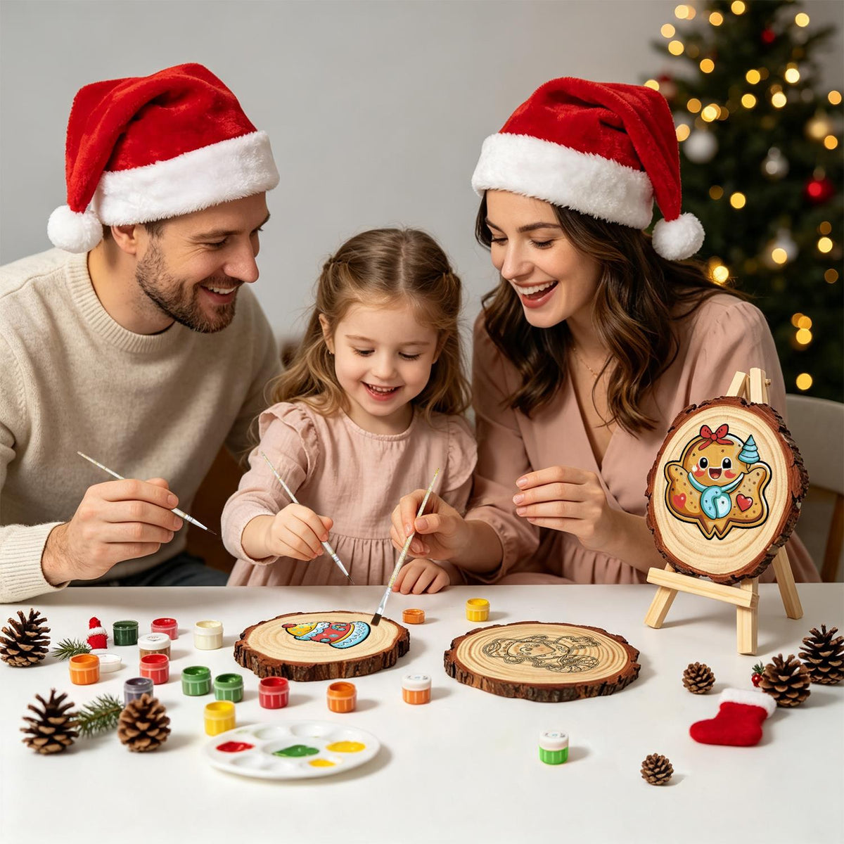 Gingerbread Sweetheart Cookie paint by numbers wood slice – image 23