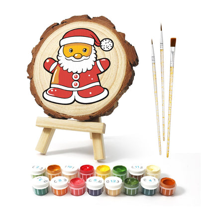 Santa Ready for a Hug paint by numbers wood slice – image 2