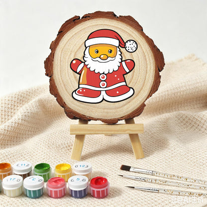 Santa Ready for a Hug paint by numbers wood slice – image 4