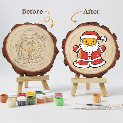 Santa Ready for a Hug paint by numbers wood slice – image 12