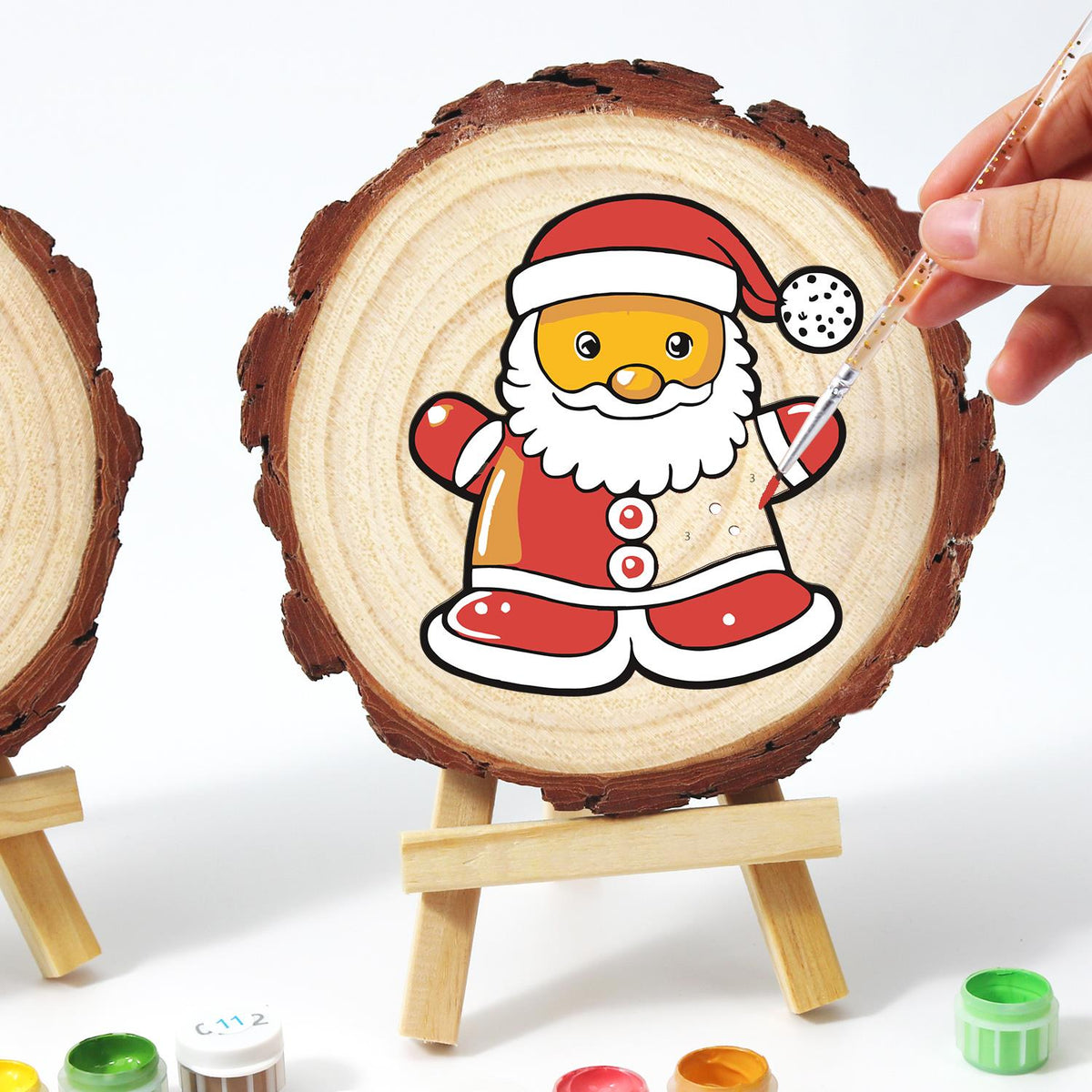 Santa Ready for a Hug paint by numbers wood slice – image 13