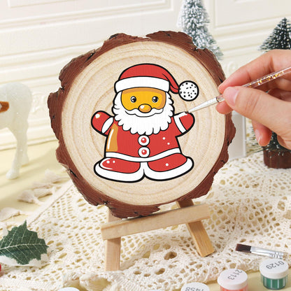 Santa Ready for a Hug paint by numbers wood slice – image 16