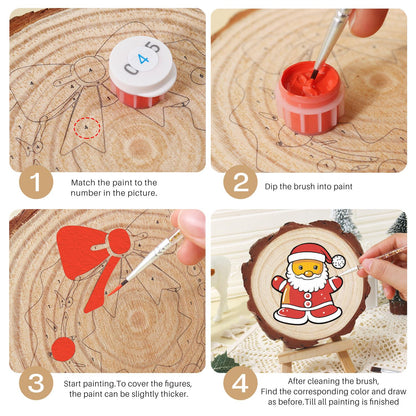 Santa Ready for a Hug paint by numbers wood slice – image 17