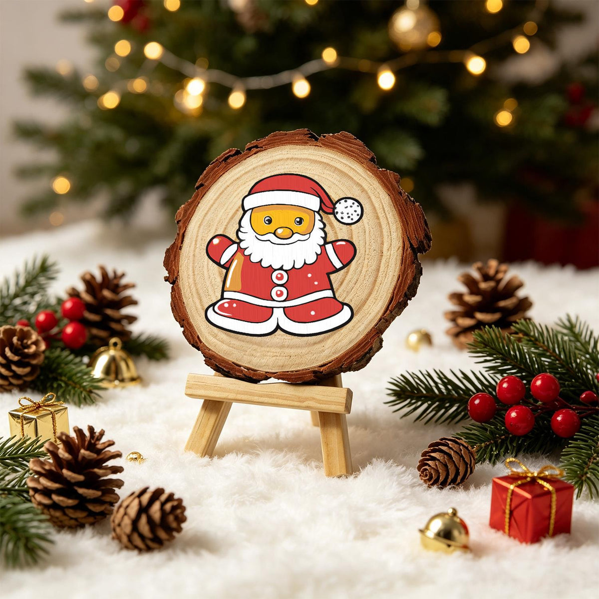 Santa Ready for a Hug paint by numbers wood slice – image 21