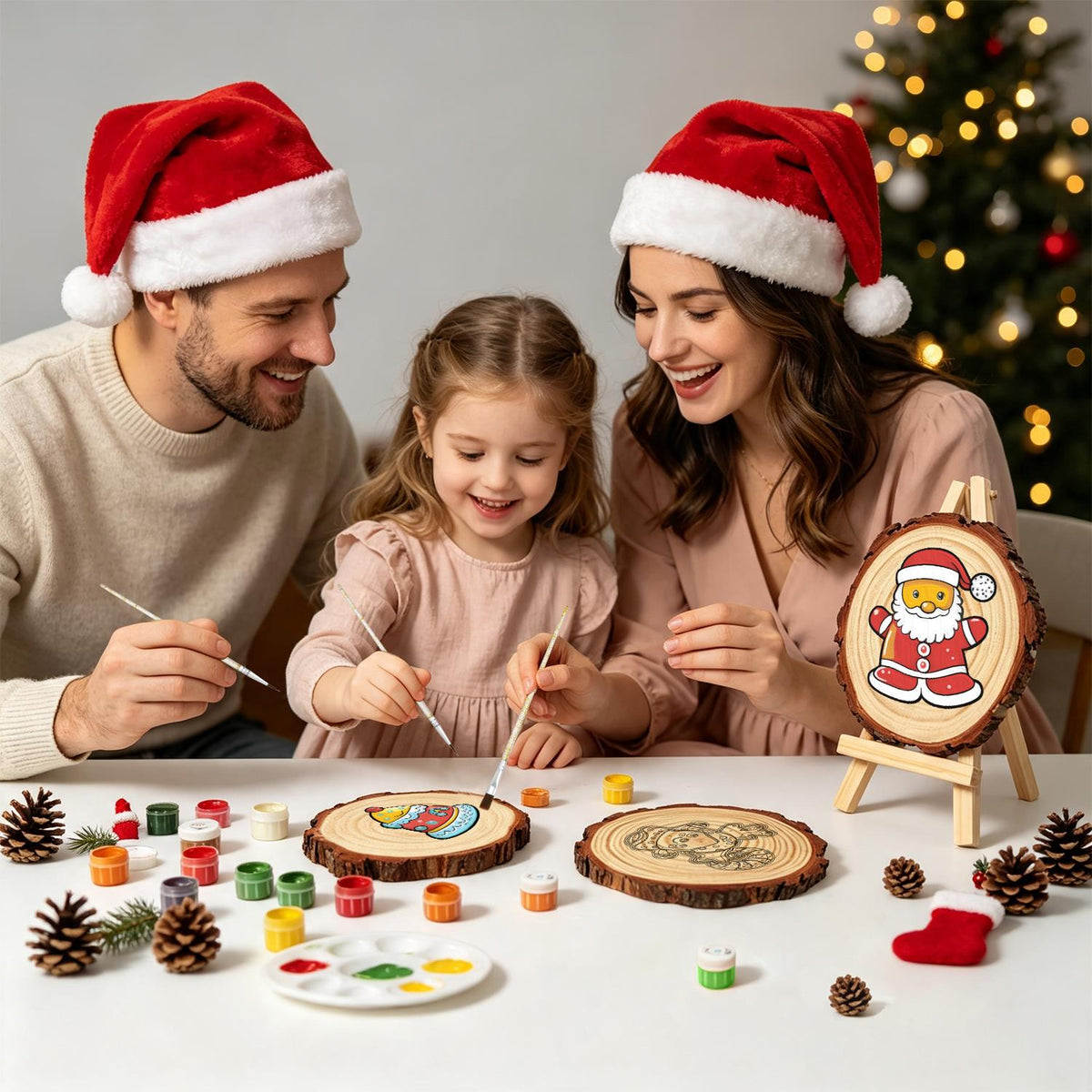 Santa Ready for a Hug paint by numbers wood slice – image 23