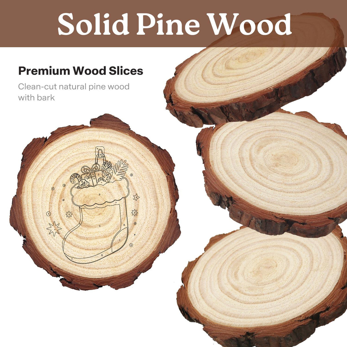 Stocking Stuffed with Gifts paint by numbers wood slice – image 7