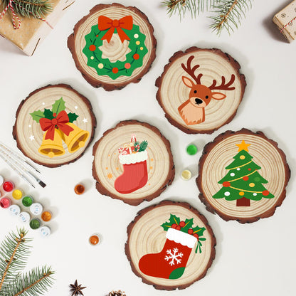 Stocking Stuffed with Gifts paint by numbers wood slice – image 11
