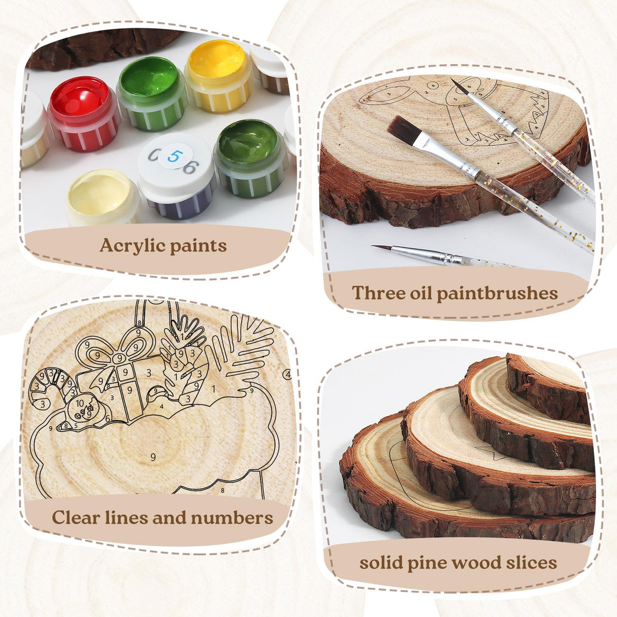 Stocking Stuffed with Gifts paint by numbers wood slice – image 19