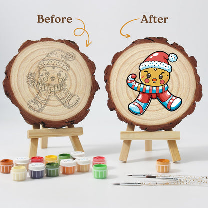 Winking Gingerbread Boy paint by numbers wood slice – image 12