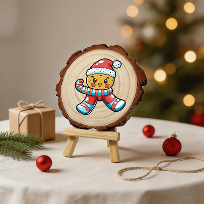 Winking Gingerbread Boy paint by numbers wood slice – image 24