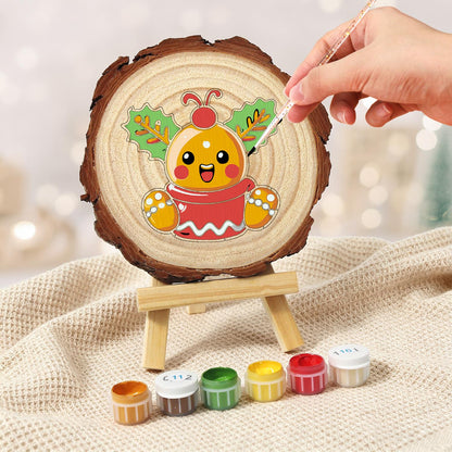 Holly Berry Gingerbread in a Cup paint by numbers wood slice – image 5