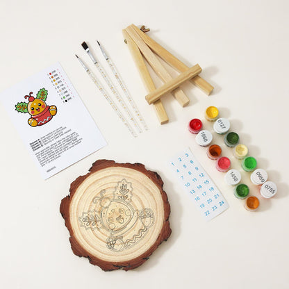 Holly Berry Gingerbread in a Cup paint by numbers wood slice – image 8