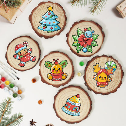 Holly Berry Gingerbread in a Cup paint by numbers wood slice – image 10