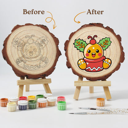 Holly Berry Gingerbread in a Cup paint by numbers wood slice – image 12