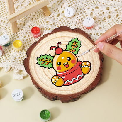 Holly Berry Gingerbread in a Cup paint by numbers wood slice – image 15