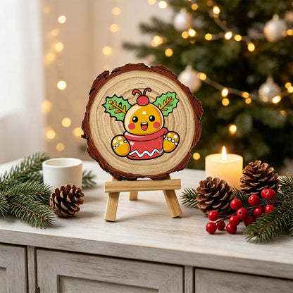 Holly Berry Gingerbread in a Cup paint by numbers wood slice – image 19