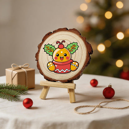 Holly Berry Gingerbread in a Cup paint by numbers wood slice – image 24