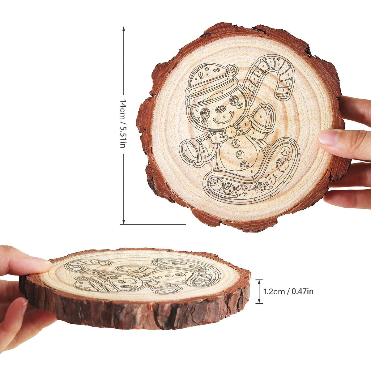 Gingerbread Kid on a Candy Sled paint by numbers wood slice – image 14
