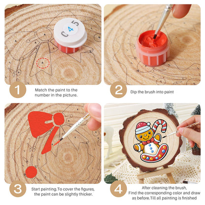 Gingerbread Kid on a Candy Sled paint by numbers wood slice – image 17