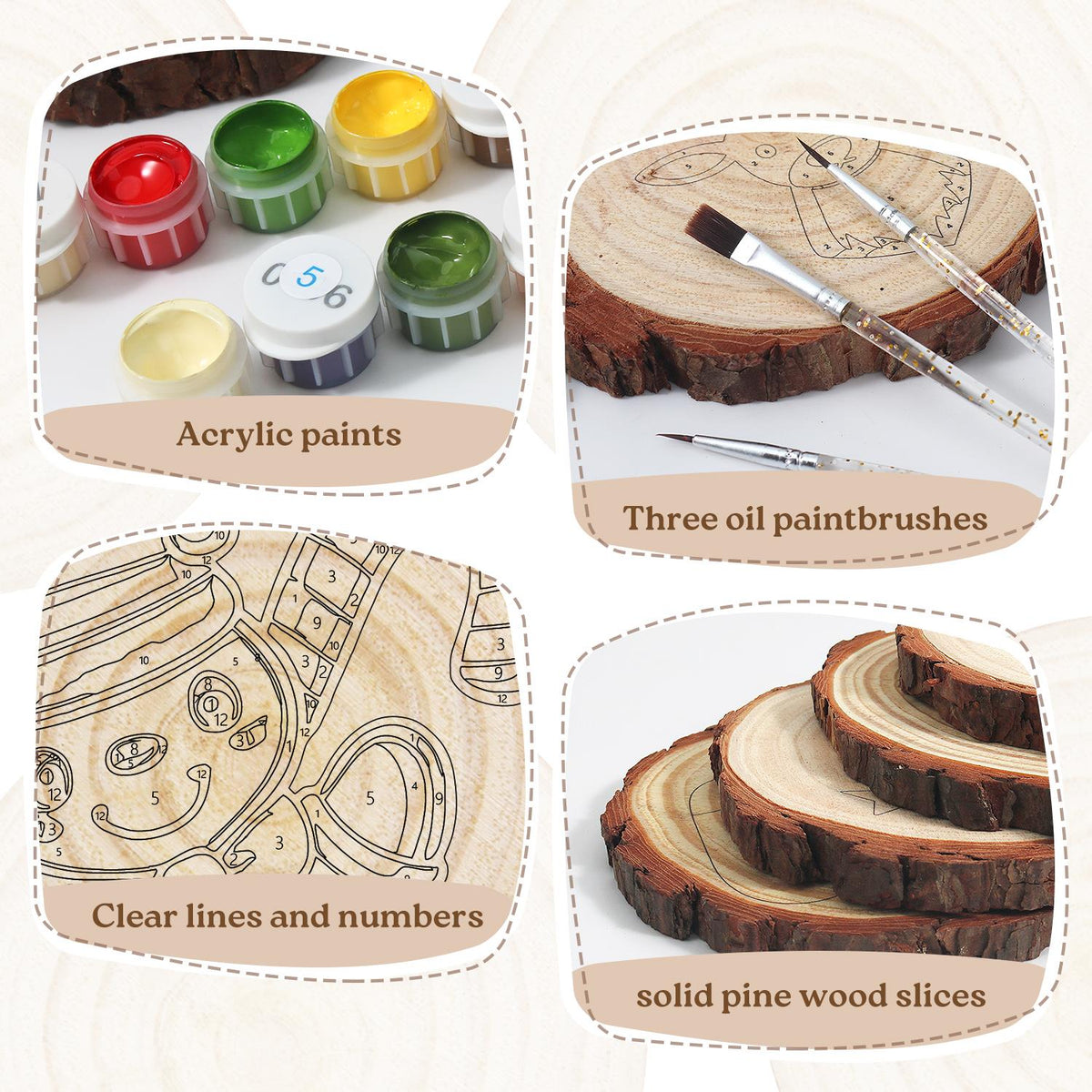 Gingerbread Kid on a Candy Sled paint by numbers wood slice – image 18