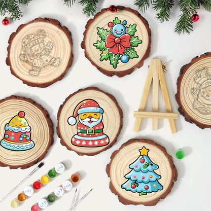 Jolly Santa in a Snowflake Coat paint by numbers wood slice – image 11