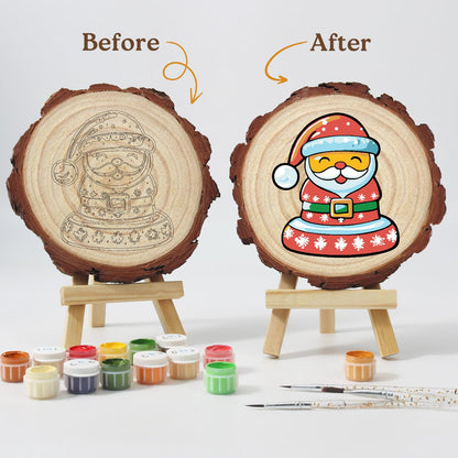 Jolly Santa in a Snowflake Coat paint by numbers wood slice – image 12