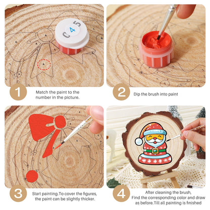 Jolly Santa in a Snowflake Coat paint by numbers wood slice – image 17