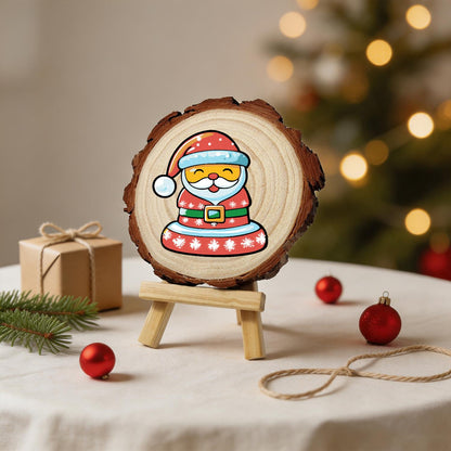 Jolly Santa in a Snowflake Coat paint by numbers wood slice – image 24