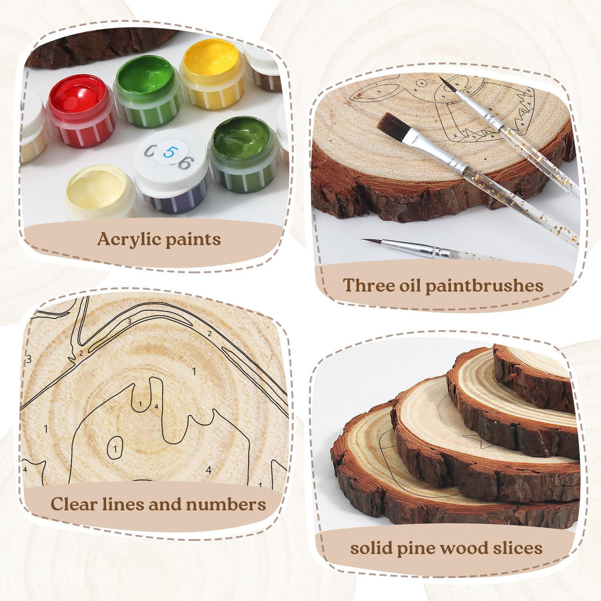 Snowy Blue Gingerbread House paint by numbers wood slice – image 19