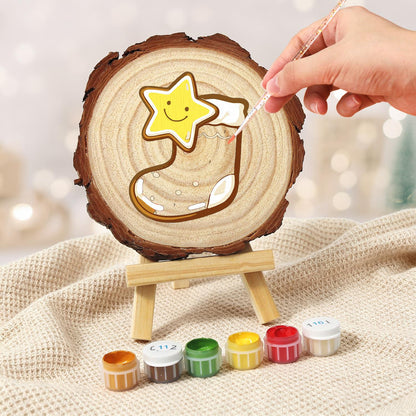 Smiling Star in a Red Stocking paint by numbers wood slice – image 6