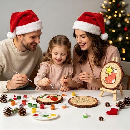 Smiling Star in a Red Stocking paint by numbers wood slice – image 24