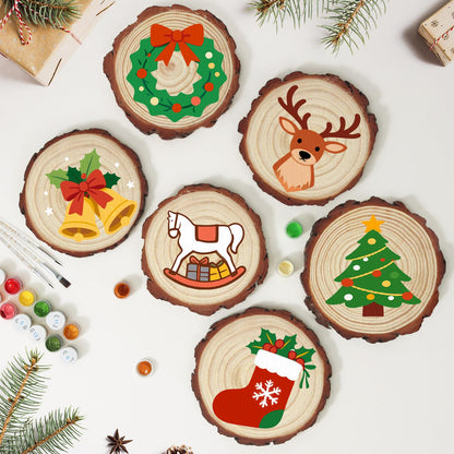 White Rocking Horse with Gifts paint by numbers wood slice – image 11