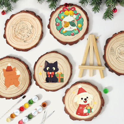 Black Cat with a Green Present paint by numbers wood slice – image 12