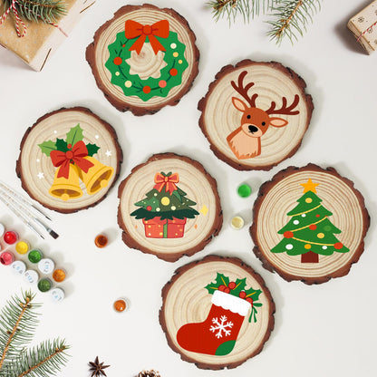 Bow-Topped Tree on a Gift Box paint by numbers wood slice – image 11